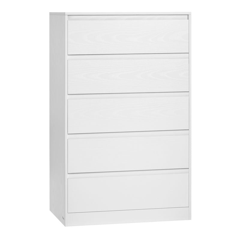 Комода Ранг, 5 фиоки, висок формат, снежно бела