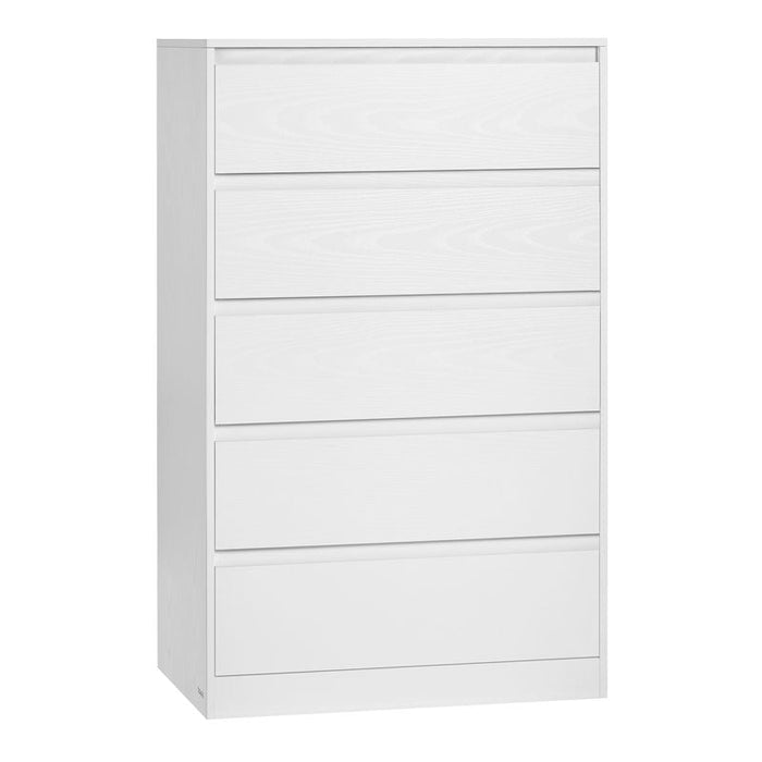 Комода Ранг, 5 фиоки, висок формат, снежно бела